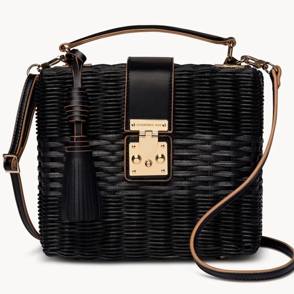 NEW Spartina 449 black rattan handbag - Picture 1 of 2